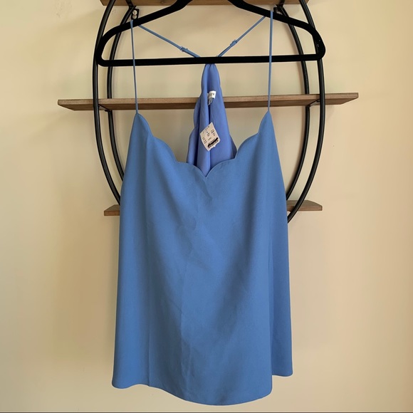 J. Crew Tops - J. Crew Blue Scalloped Trim Silk Tank Cami Top